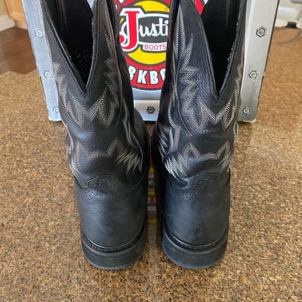 Justin Boots WK4691 Men's Black Oiled Boots New in Box  Size 11 1/2​​​​​​​​​​​ - Picture 3 of 9